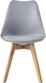 mcc direct Set of 4 Dining Chairs Grey Wood Legs Soft Cushion Pad DELUXE view 3