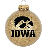 Iowa Hawkeyes Sparkle Ornament, 3.25 Inch Blown Glass Christmas Ornament with Official NCAA Team Logo and Colors