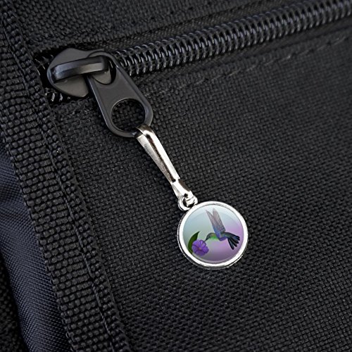 Hummingbird Crowned Woodnymph Purple Violet Antiqued Charm Clothes Purse Suitcase Backpack Zipper Pull Aid