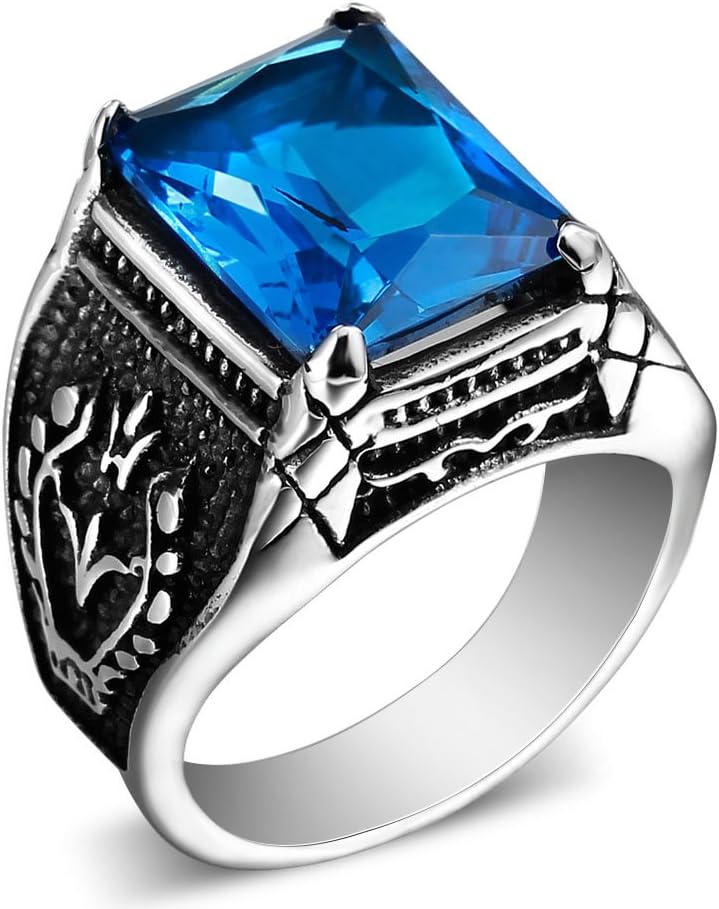 BOHO Jewelry Men's Crystal Vintage Stainelss Steel Dragon Claw Cz Ring Black Silver
