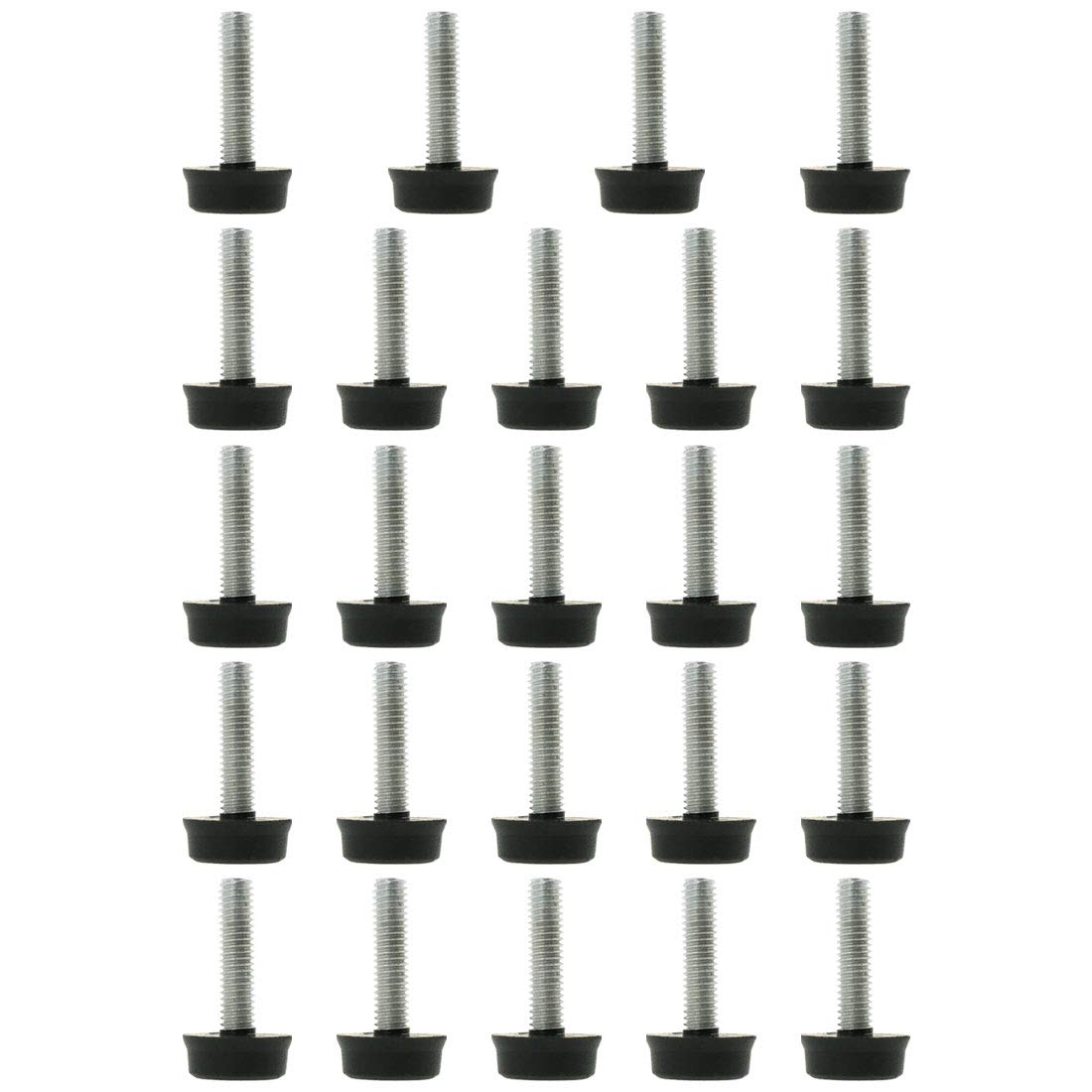 Sourcingmap M6 x 24 x 18mm Furniture Glide Leveling Feet Adjustable Leveler Floor Protector for Table Desk Leg 24pcs