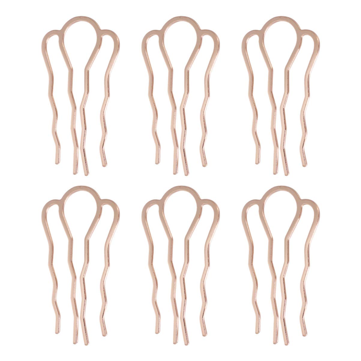 Lurrose Wedding Decor 6pcs 4 Teeth Hair Combs Metal Side Combs DIY Hairpins Updo Accessory for Girls Woman Hair (Golden) Metal Chopsticks