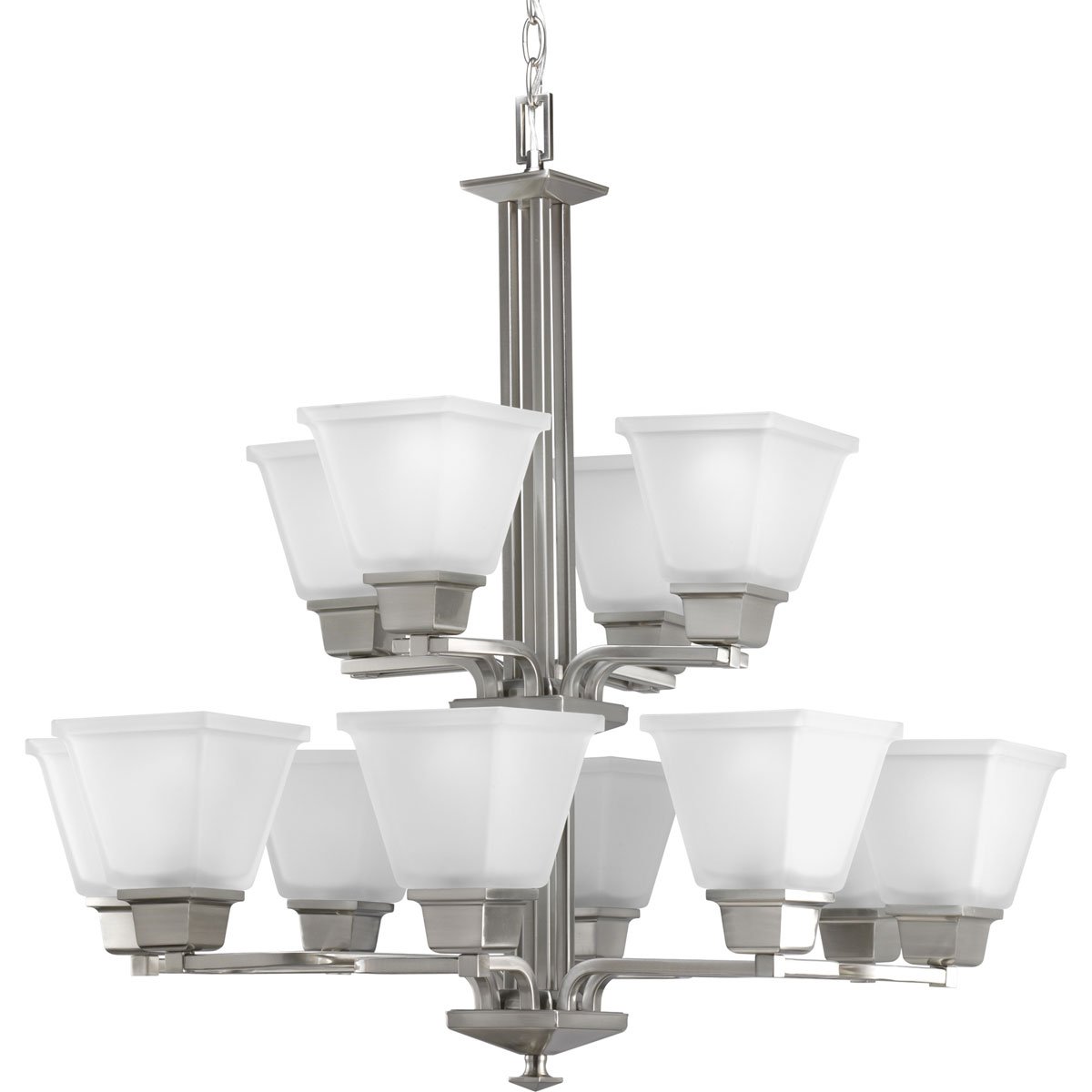 Progress Lighting P4053-09 12-Light Two-Tier North Park Chandelier, Brushed Nickel