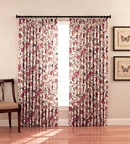 The_Curtain_Shop Braddock Jacobean Thermal Damask Pinch Pleat Drape Pair 48Wx84L
