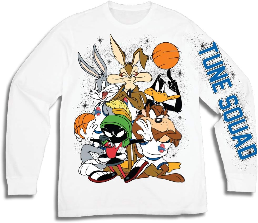 space jam Mens Group Shirt - Tune Squad and Monstars Long Sleeve Tee - 90’s Classic T-Shirt