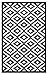 Green Decore Lightweight Outdoor Reversible Plastic Rug Nirvana, Black/White