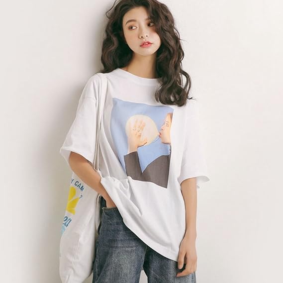 Amazon Xinxikeji 夏服 レディース プリントtシャツ ポロシャツ レディース Tシャツ ゆったり 丸首 インナー ロックtシャツ ガールズ 女の子 Tシャツ 無地 半袖 綿 きいサイズ 修身 カジュアル シャツ ゴルフウェア 上着 通勤 通学 運動 日常用 Tシャツ カットソー 通販