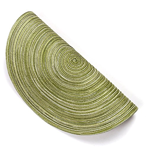 Placemats,Topotdor 14-Inch Round Placemat Braided Woven Placemats Set of 6 (Green) - Thumbnail 2