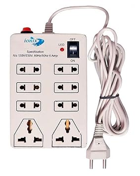 Ionix Power Extension Board, Extension Board;6 Amp 8 Universal Multi Plug Point Extension Cord with Led Indicator and On/Off Switch (2.5 Meter)