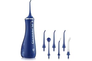 LUGUFOLIO LF Water Flosser for Teeth Cleaning and Flossing Pick, DIY 4 Modes Rechargeable Cordless Oral Irrigator, IPX7 Waterproof Portable Electric Dentel Flossers for Home and Travel, Blue