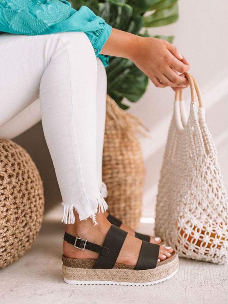 LAICIGO Women's Single Band Espadrilles Platform Sandal with Ankle Strap - Image 4