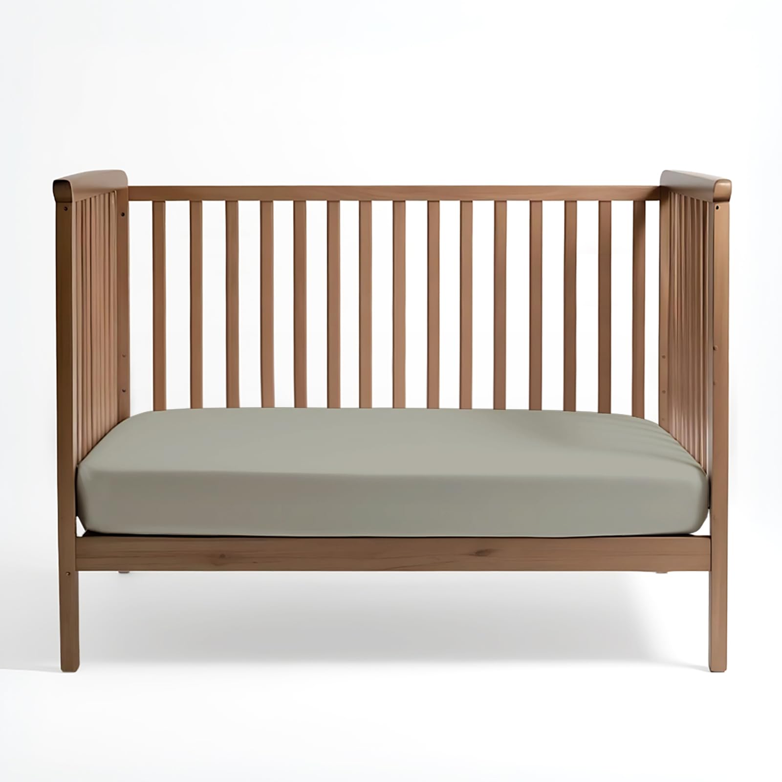 Pizuna Crib Fitted Sheet 40 x 90 cm, Silver, 400 Thread Count 100% Long Staple Cotton Fitted Bed Sheet, Soft Sateen Weave Baby Crib Sheet with 12 cm Deep Pocket