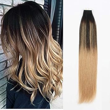 Amazon Com Sassina Tape In Hair Balayaged Color Off Black Fading