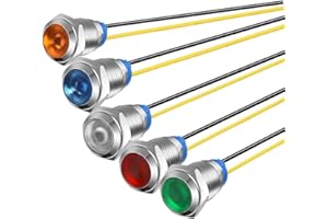 Gebildet 5Pcs 10mm 110V-220VAC LED Metal Indicator Light Waterproof Signal Lamp (Green/Orange/Red/Blue/White 5Pcs)
