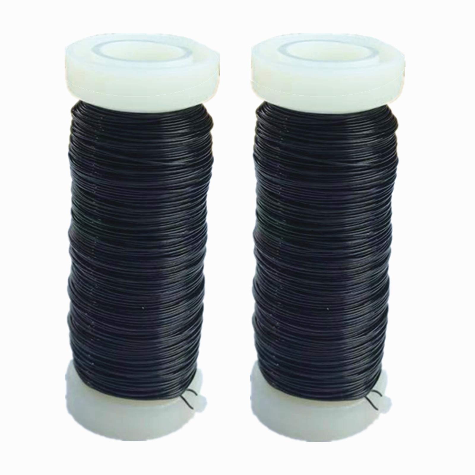 2 Roll Black Florists Wire - 0.35 mm Flexible Paddle Wire for Flower Arranging & Wreath Making