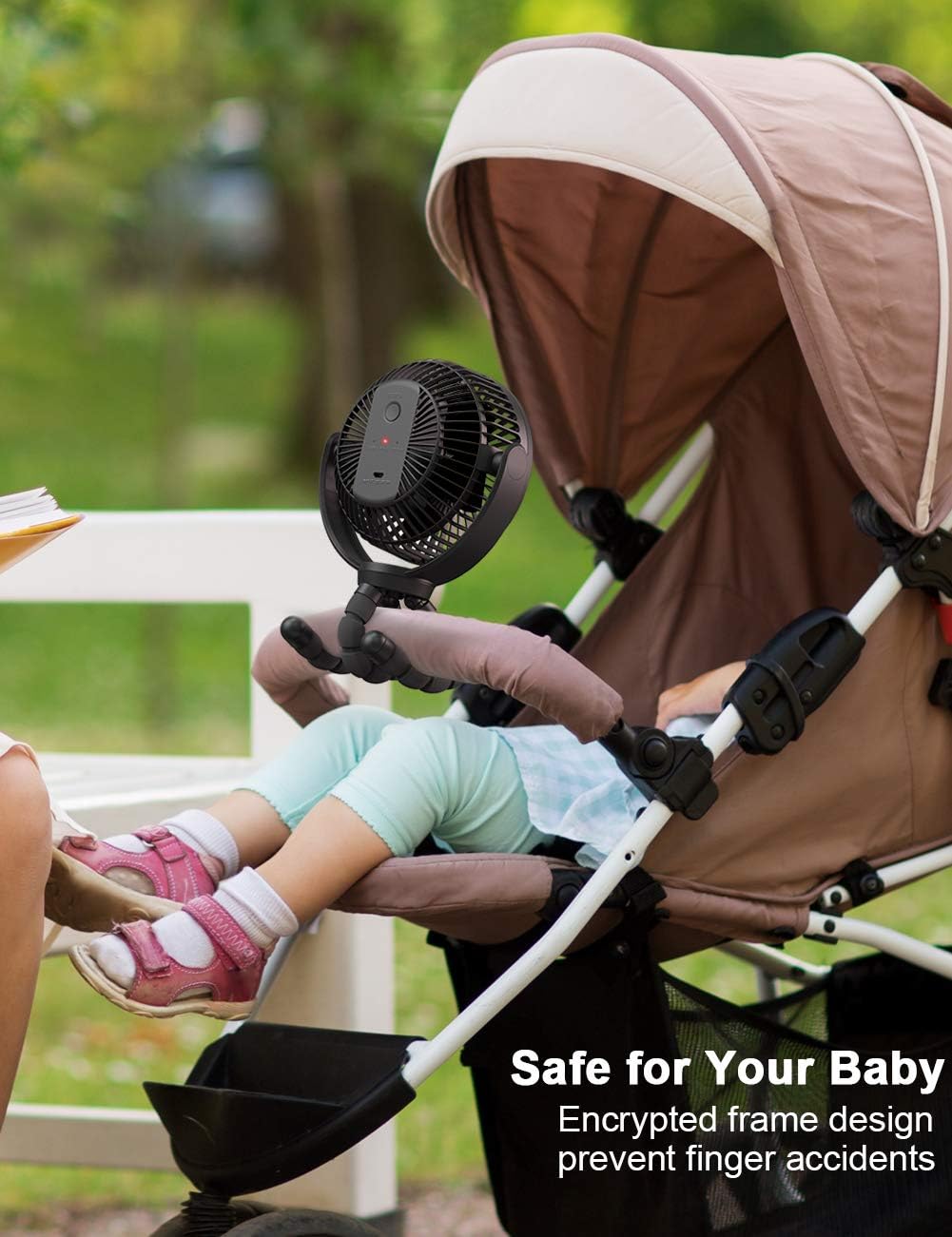 OPOLAR Portable Baby Stroller Fan with Tripod Clip, 5000mAh Rechargeable Battery Operated, USB Mini Personal Fan for Workout Bike, Treadmill, Bed, Car Seat Golf Cart Travel Beach Camping Tent Beach: Home & Kitchen