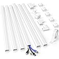 Delamu Cord Hider, 94.5in Cord Covers for Wires on Wall, Large Cable Hider Wire Covers for Cords, Wire Hiders for TV on Wall, Easy Set up Cable Cover Cable Management Kit, 6X W1.18 H0.67in, White