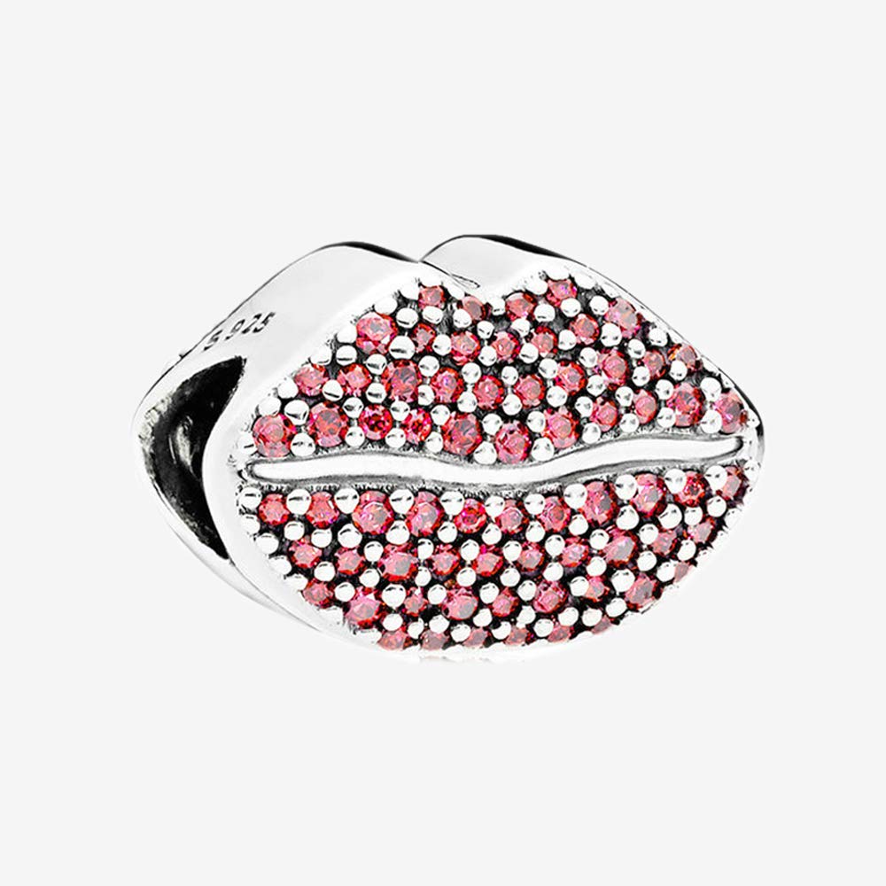 PANDOCCI 2018 Valentine's Day Big Mouth Kiss More Charm Authentic 925 Sterling Silver Jewelry Charm Fits Women Making Bracelets DIY Gift