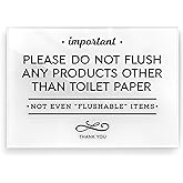 Reilly Originals USA | Premium 'Do Not Flush Any Products Down Toilet' Sign | 3.5x5 Inches | Luxe Acrylic Finish | Made in USA | Includes Adhesive | Stylish Essential Guest Reminder for Airbnb Hosts