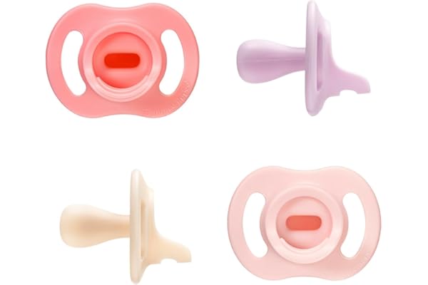 Tommee Tippee Ultra-Light StayPut Pacifier, 0-6 Months, Pack of 4 | One-Piece Silicone Design, Stays Put in Baby's Mouth, BPA