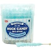 Extra Large Rock Candy Sticks: 36 Light Blue Cotton Candy Lollipop - Individually Wrapped - Crystal Rock Candy Sticks for Candy Buffet, Birthdays, Weddings, Receptions, Bridal and Boy Baby Showers