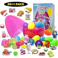 PUSITI Easter Egg Toys Surprise Eggs with Toys Inside 30 Toys Filled 2.5 Inch Eggs in 10 Inch Egg for Kids Toddlers Learning Toys Education for Boys and Girls