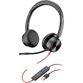 Plantronics Poly - Blackwire 8225 Wired Headset with Boom Mic Dual-Ear (Stereo) Computer Headset - USB-A to Connect to Your PC/Mac - Active Noise Canceling-Works with Teams (Certified), Zoom &amp;More