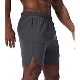 Surenow Men's Athletic Running Shorts Workout Gym Shorts Quick Dry Lightweight Basketball Tennis Shorts with Zipper Pockets