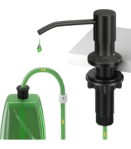 Black Soap Dispenser For Kitchen Sink – 39" Extension Hose, 17oz Bottle, Top-Refill Design, Spill-Proof Cap For Large Bottles