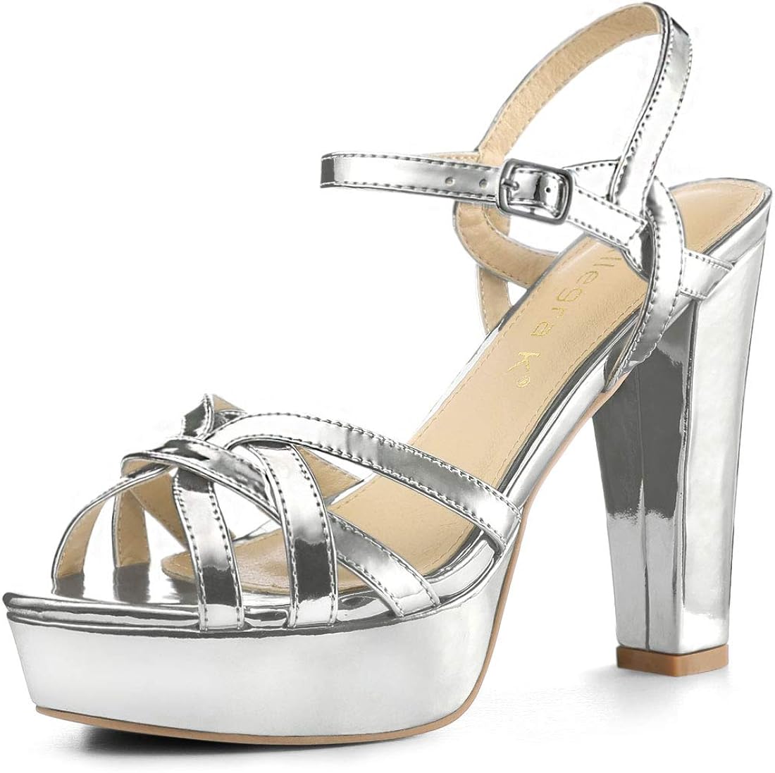 metallic slingback heels