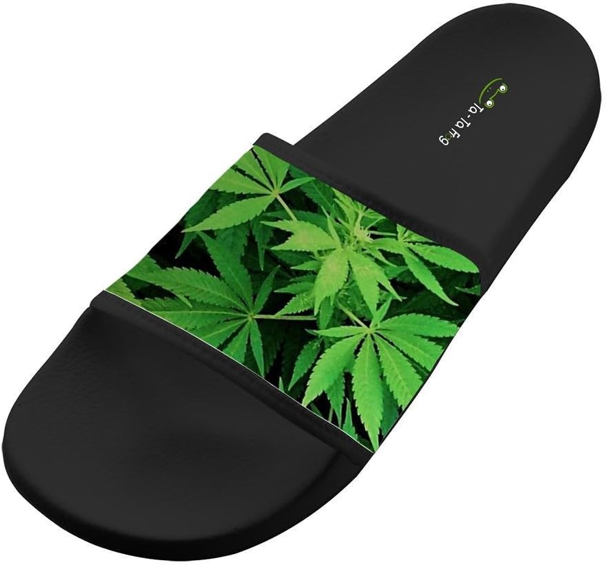 UIJ JJAA Marijuana Weed Leaf Fashion Slide Sandals Indoor & Outdoor Slippers 14 B(M) US