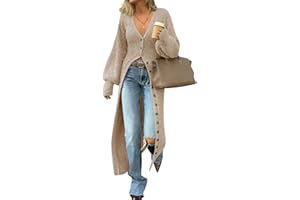 Saodimallsu Womens Long Cardigans V Neck Button Down Chunky Knit Dusters Sweater Coat Fall Trendy Maxi Sweater Dress