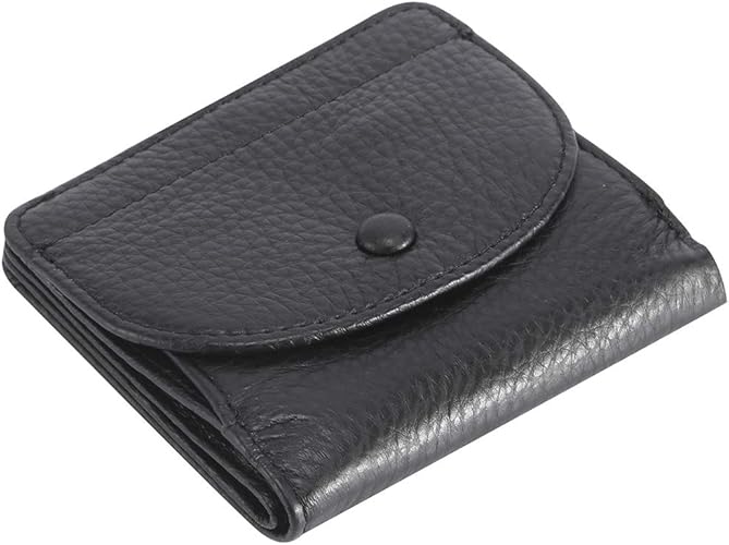 Amazon 小銭入れ ボックス型 コインケース 大容量 カードケース コンパクトミニ財布 本革 二つ折り 小さい財布 ワンタッチ ボタン開閉 ブラック 小銭入れ