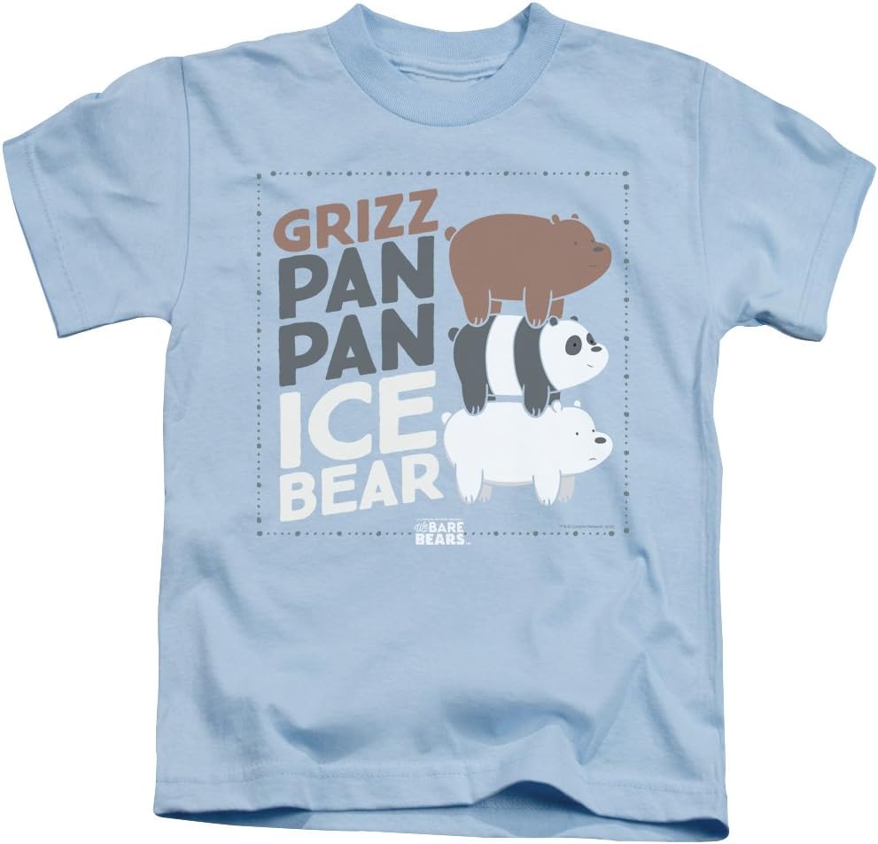 We Bare Bears Grizz Pan Pan Ice Bear Kid's T-Shirt (Ages 4-7) 5/6 Light Blue