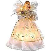 Kurt Adler 10-Light 9-Inch Ivory and Gold Angel Treetop
