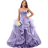 MLRLBFD Sparkly Tulle Prom Dresses Long Ball Gown Glitter Tulle Formal Evening Gowns Princess Wedding Dresses