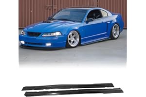 MagicDrift Side Skirts, Compatible with 1999-2004 Ford Mustang, MDA Style Flexible Polyurethane(PU), Rocker Extension Splitter, Unpainted Black