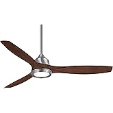Minka-Aire F749L-BN Skyhawk 60 Inch LED Ceiling Fan with Carved Wood Blades, Integrated LED Light and DC Motor in Brushed Nic