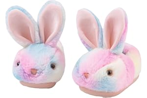 Drecage Girls Toddler Slippers Boys House Shoes for Little Kids Cute with Bunny Design Plush Indoor Slippers Non-Slip