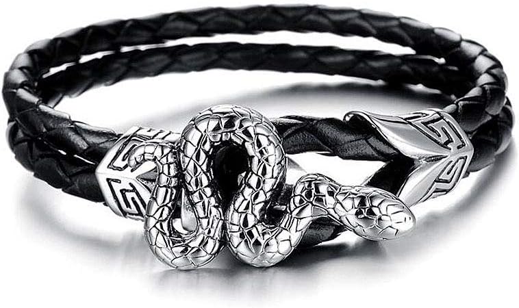 Leather Braided Wrap Bracelet Black Unique Design Cuff Bracelet Fashion Casual for Women Cool Style for Men