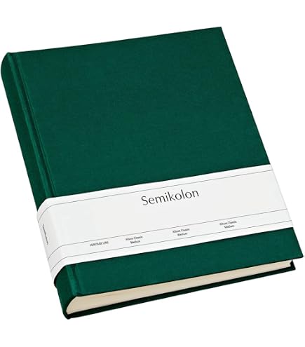 Semikolon 364011 Album a spirale Maxi Mucho - 34,5x30 cm - Album fotografico, 90 pagine nero, fotolibro a spirale, verde muschio pastello