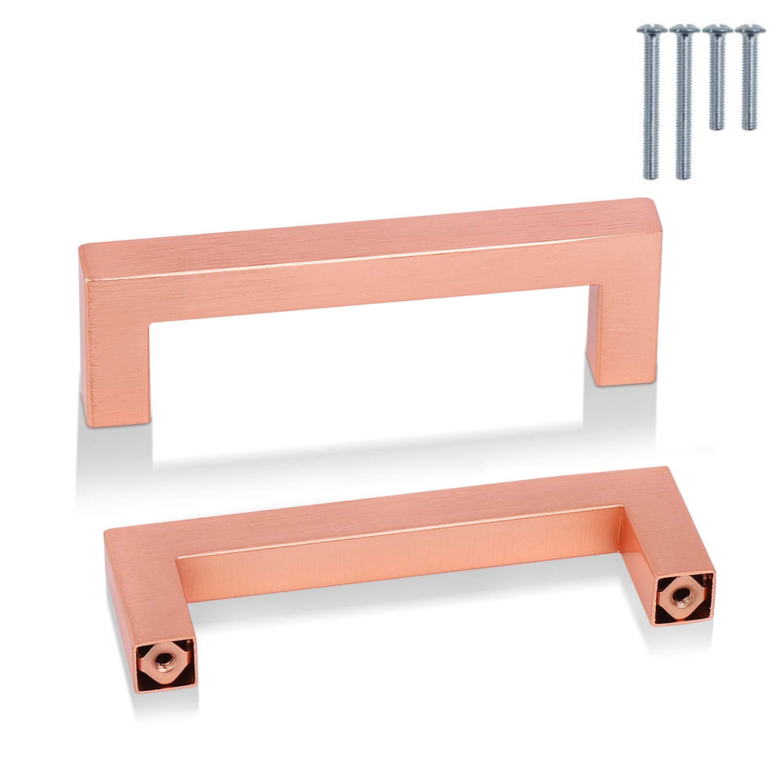 PinLin 20 Pack Kitchen Door Handles Copper 96mm Hole Centre Rose Gold Cabinet Handles Stainless Steel Cupboard T Bar Handle(Screws Included)