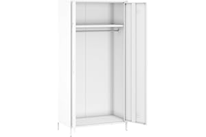 Steehoom Metal Armoire, Wardrobe Closet Cabinet with Hanging Rod and Shelves for Bedroom, Changing Room, Laundry Room, Office (White)