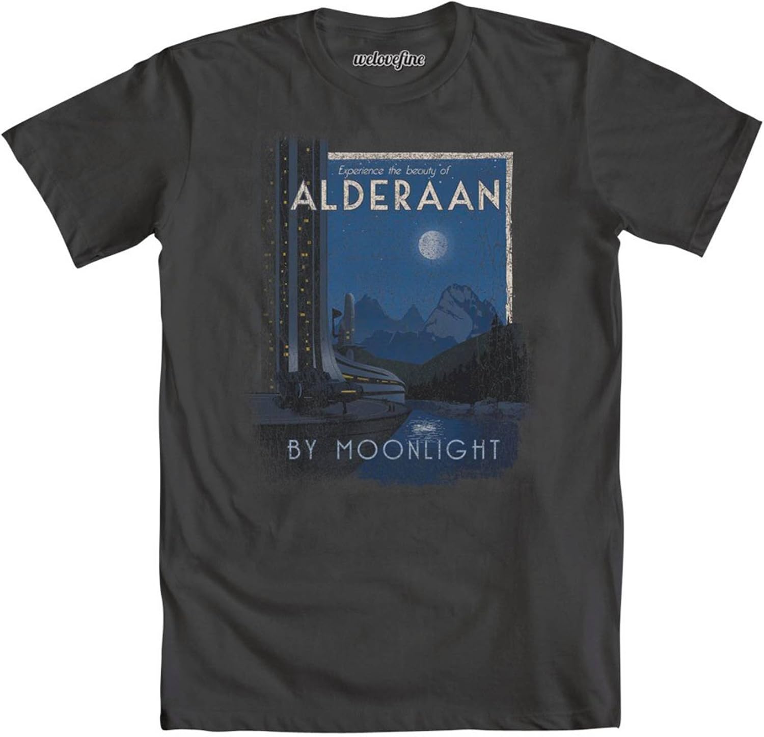 Star Wars Alderaan by Moonlight Mens Charcoal Grey T-Shirt