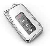 Tukellen for Lexus Key Fob Cover Premium Soft TPU Full Protection Key Shell Key Case Compatible with Lexus ES is GS NX LS RX RC 300h 350 200t 250 300 F 450h 460 600h Smart Key Fob Remote Key-Silver