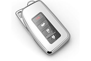Tukellen for Lexus Key Fob Cover Premium Soft TPU Full Protection Key Shell Key Case Compatible with Lexus ES is GS NX LS RX RC 300h 350 200t 250 300 F 450h 460 600h Smart Key Fob Remote Key-Silver