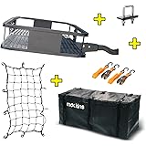 Mockins Steel Cargo Basket | 60" L X 20" W X 6" H Hitch Mount Cargo Carrier with Cargo Bag and Net | with a Hauling Weight of