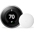 Google Nest Learning Thermostat (3rd Generation) (T3007ES-US) with Nest Temperature Sensor (T5000SF) (Stainless)