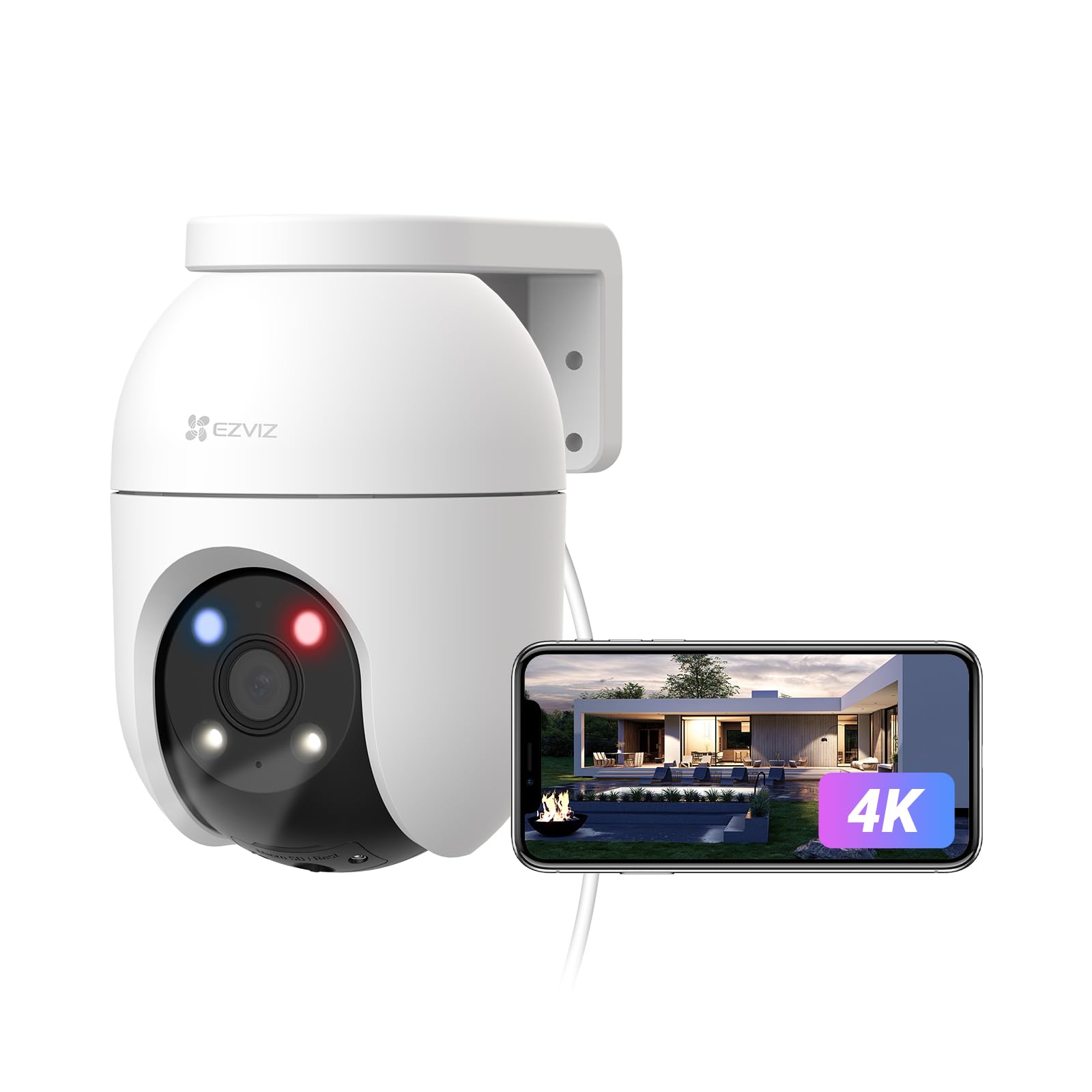 EZVIZ 4K Überwachungskamera Aussen WLAN, 360° PTZ Kamera Außen mit KI-Erkennung, Zwei-Wege-Audio, 2.4 & 5 GHz WLAN, 8MP Farbnachtsicht, Wetterfest, Fernsteuerung per App, C8c 4K (Version 2026)