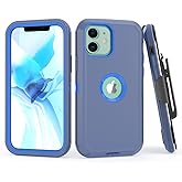 TASHHAR Phone Case for iPhone 12 Case, iPhone 12 Pro, Heavy Duty Hard Shockproof Armor Protector Case Cover with Belt Clip Holster for Apple iPhone 12 6.1 2020 Phone Case (Navy Blue)